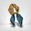 Foulard Léopard Soie Marron Bleu