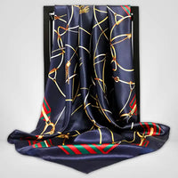 Grand Foulard Soie Femme Bleu