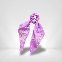 Chouchou Foulard Blanc Violet Blanc