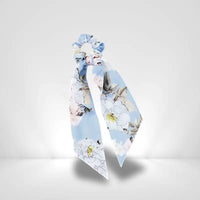 Chouchou Foulard Bleu Clair Fleuri