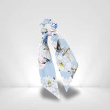 Chouchou Foulard Bleu Clair Fleuri