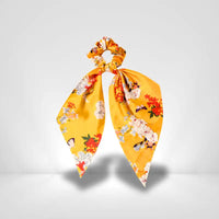 Chouchou Foulard Jaune Moutarde Fleuri