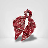 Chouchou Foulard Rouge Bordeaux Et Blanc