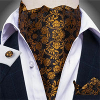 Foulard Ascot Homme Soie Noir Et Doré