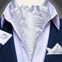 Foulard Ascot Soie Argenté