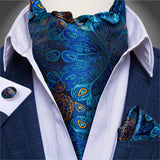 Foulard Ascot Soie Bleu