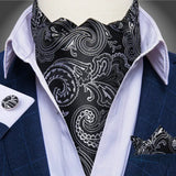 Foulard Ascot Soie Noir Argenté