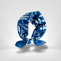 Foulard Carre Coton Fin Bleu