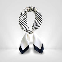 Foulard en Soie Blanc Rayé noir