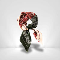 Foulard en Soie Rouge Et Noir