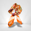 Foulard Fleuri Orange Blanc