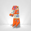 Foulard Pour Sac Orange et Blanc Motif Cheval