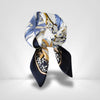 Foulard Soie Bleu Marine Blanc