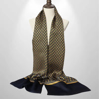 Foulard Soie Homme Noir Motifs Dorés