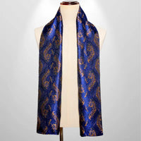 Foulard Soie Homme Tissé Bleu