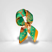 Foulard Soie Vert Orange