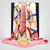 Grand Foulard en Satin Rose Et Blanc