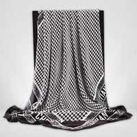 Grand Foulard en Soie Femme Noir Blanc