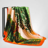 Grand Foulard en Soie Orange Vert