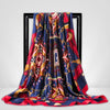 Grand Foulard Imprimé Rouge Et Bleu