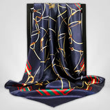 Grand Foulard Soie Femme Bleu