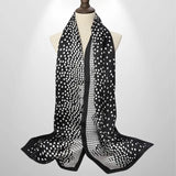 Long Foulard En Soie Homme Noir et Blanc